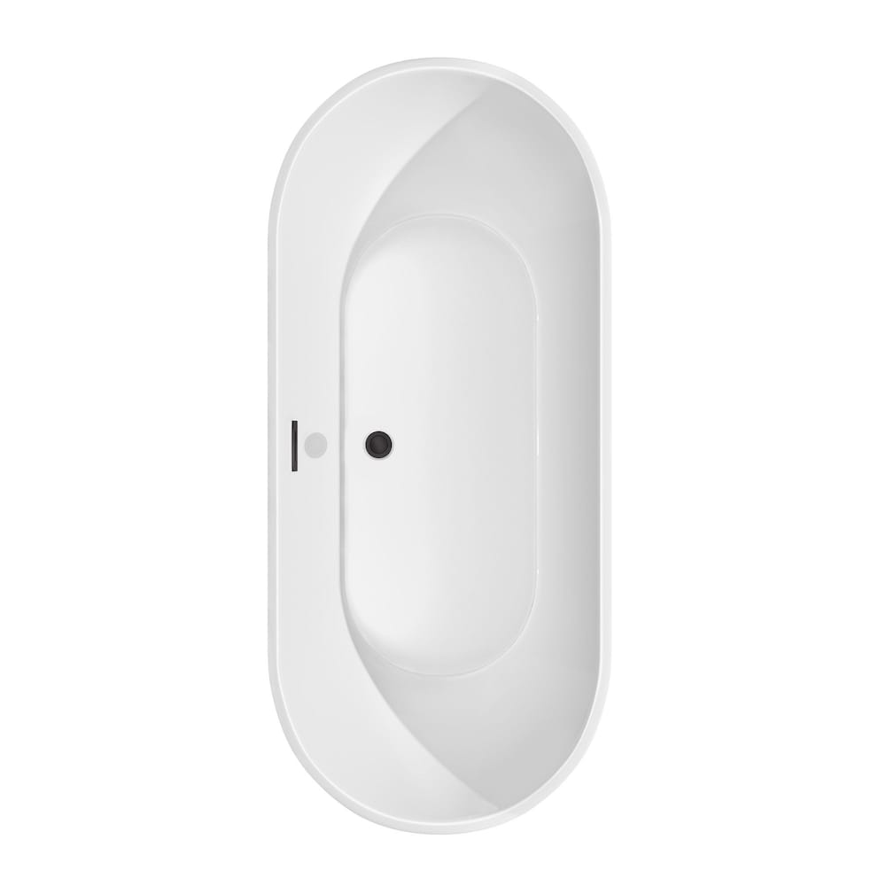 Brooklyn 67 inch Freestanding Bathtub in White with Faucet, Drain and Overflow Trim in Matte Black