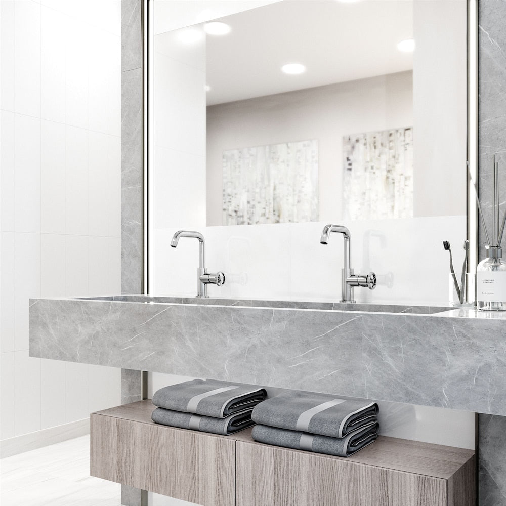 Robinet de salle de bain monotrou oblique Cass à poignée unique en chrome