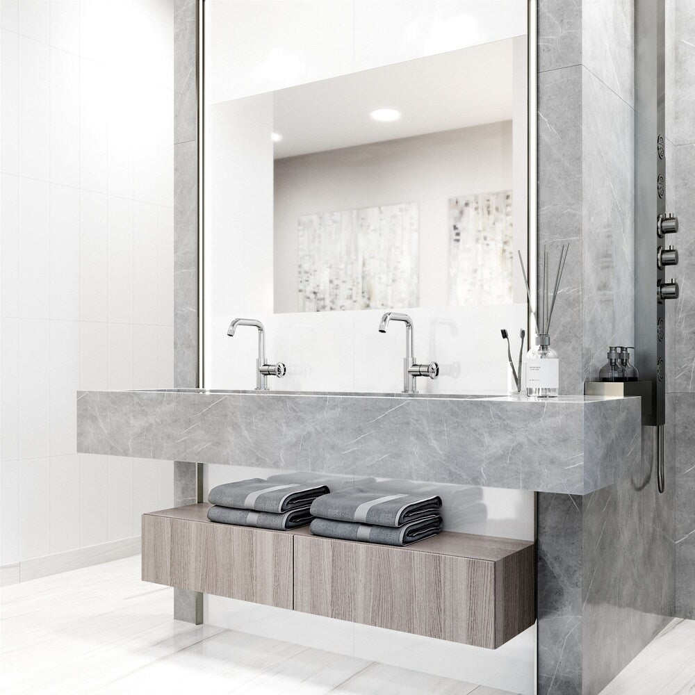 Robinet de salle de bain monotrou oblique Cass à poignée unique en chrome