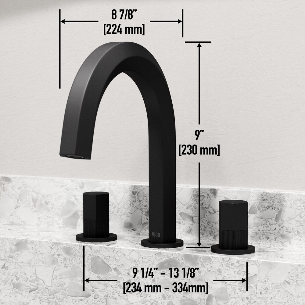 Hart 9" W Widespread 2-Handle Bathroom Faucet in Matte Black