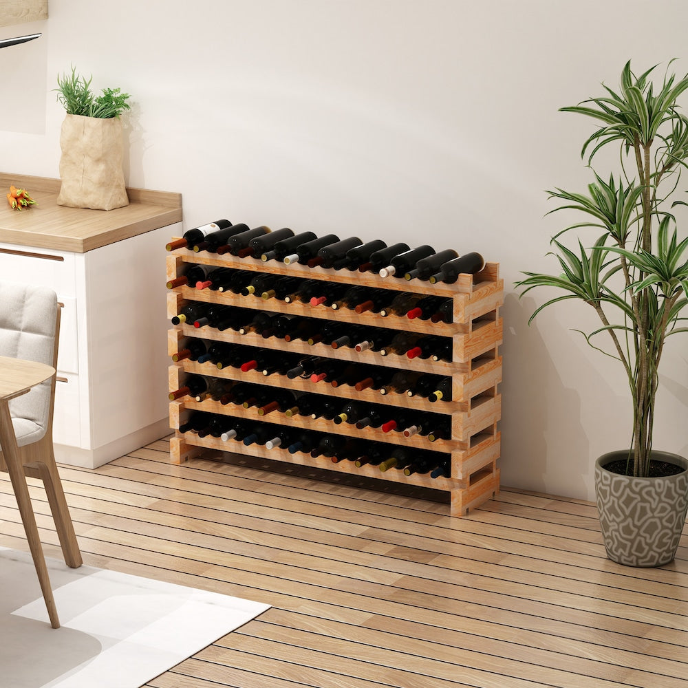 Wood Wine Rack Display 72 Bottles Holder Storage Stand 6-Tier Shelves Wooden