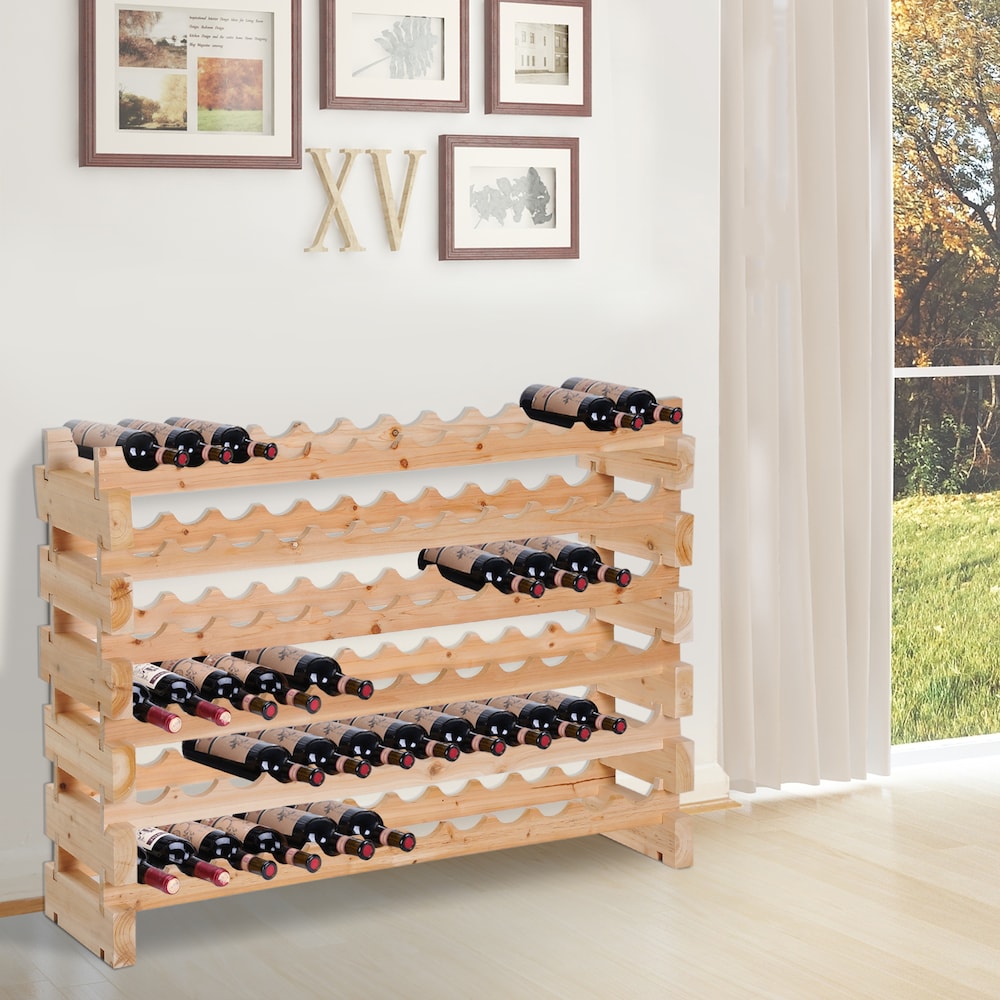 Wood Wine Rack Display 72 Bottles Holder Storage Stand 6-Tier Shelves Wooden