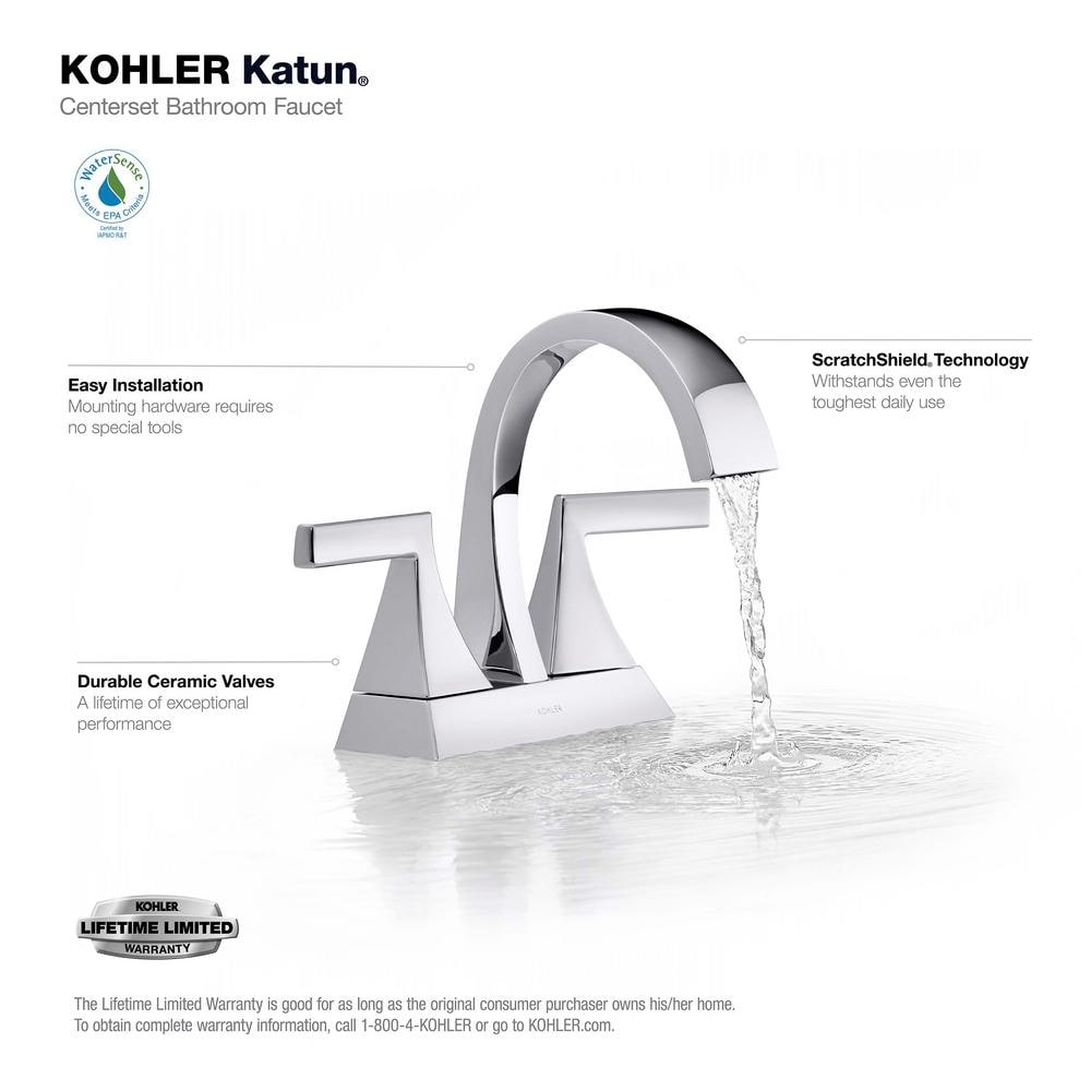 Robinet de salle de bain à 2 poignées Katun de 4 pouces en chrome poli