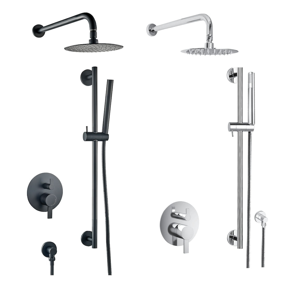 Round Shower Faucet with Sliding Rail in Chrome