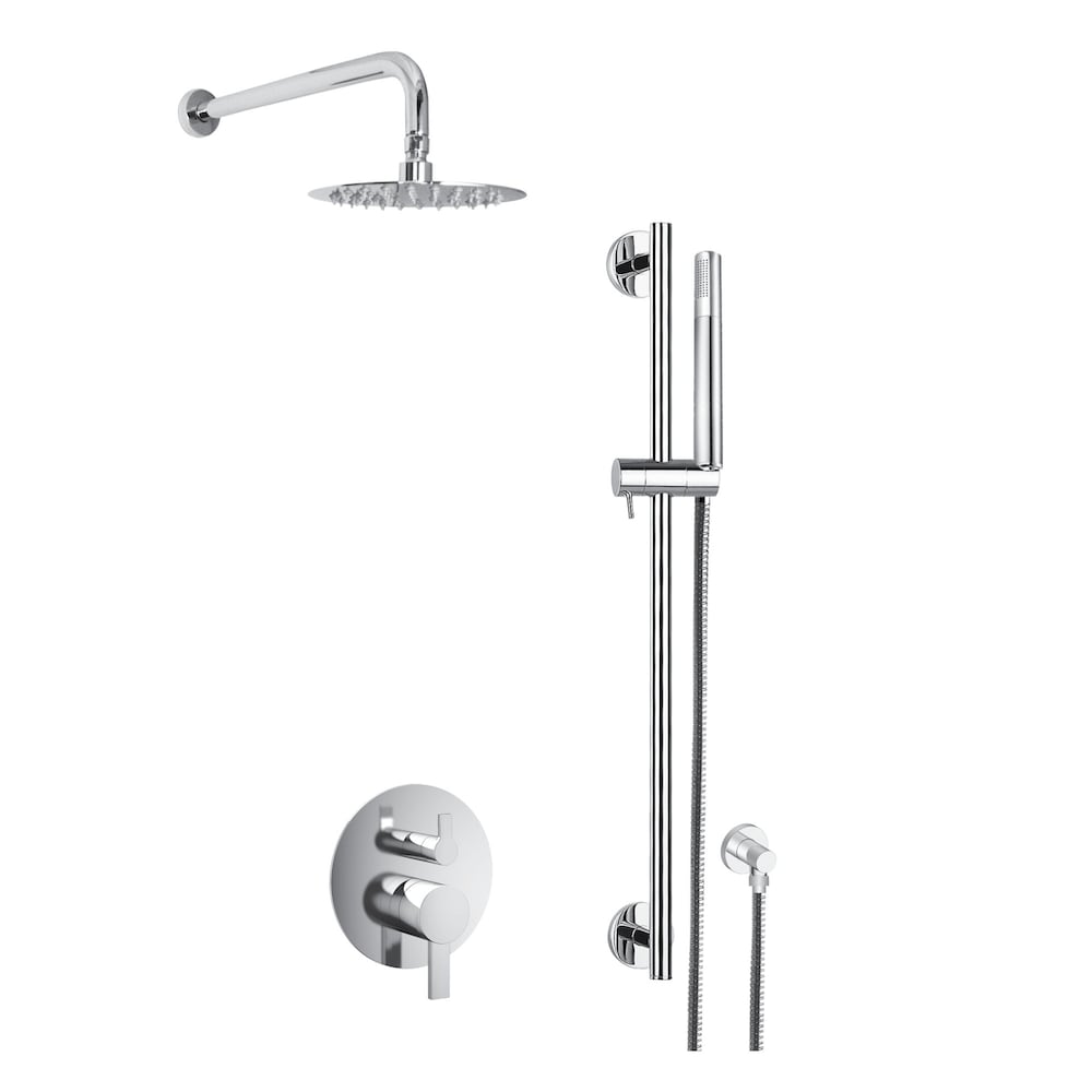 Round Shower Faucet with Sliding Rail in Chrome