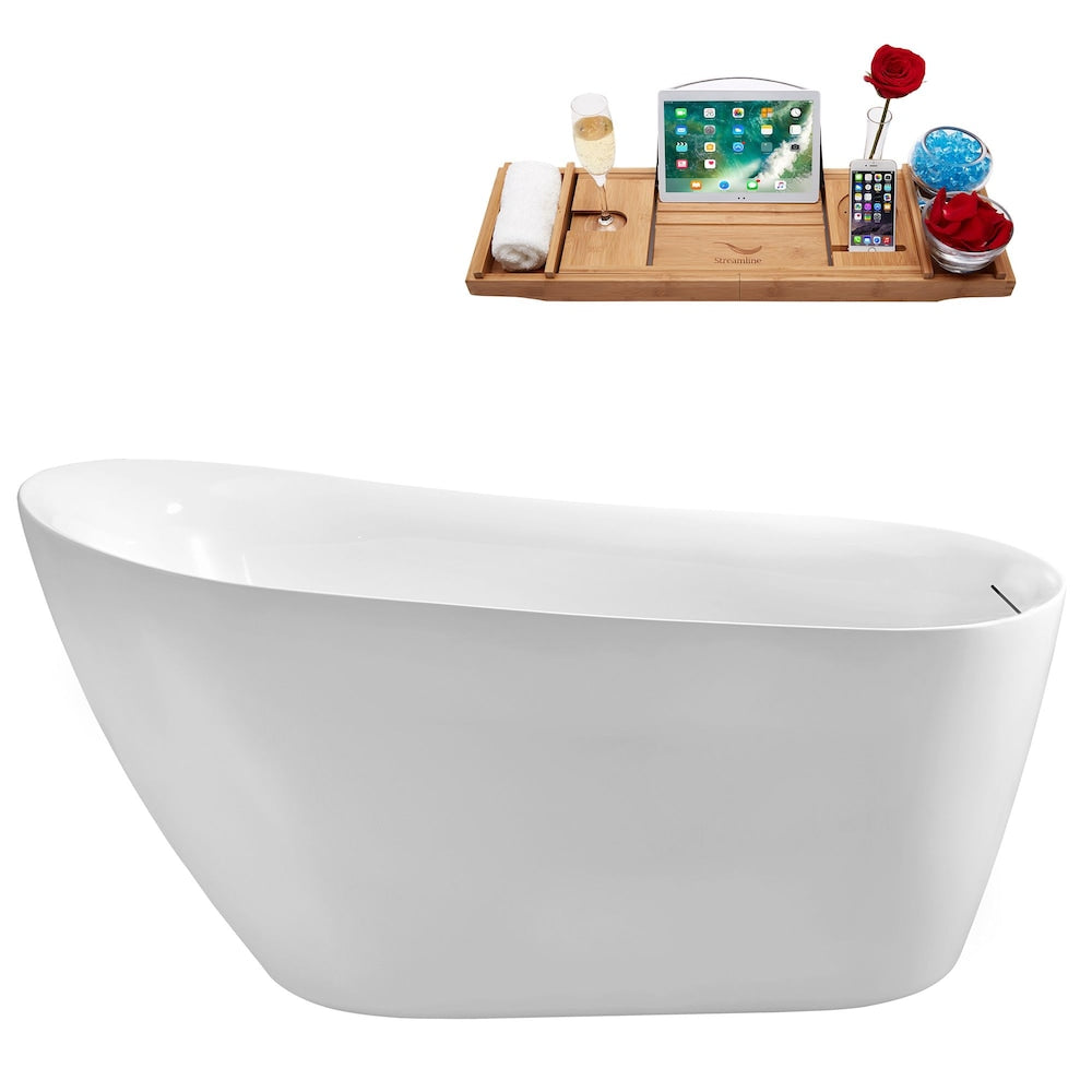 59 inch Streamline N290GLD Freestanding Bathtub and Tray with Internal Drain