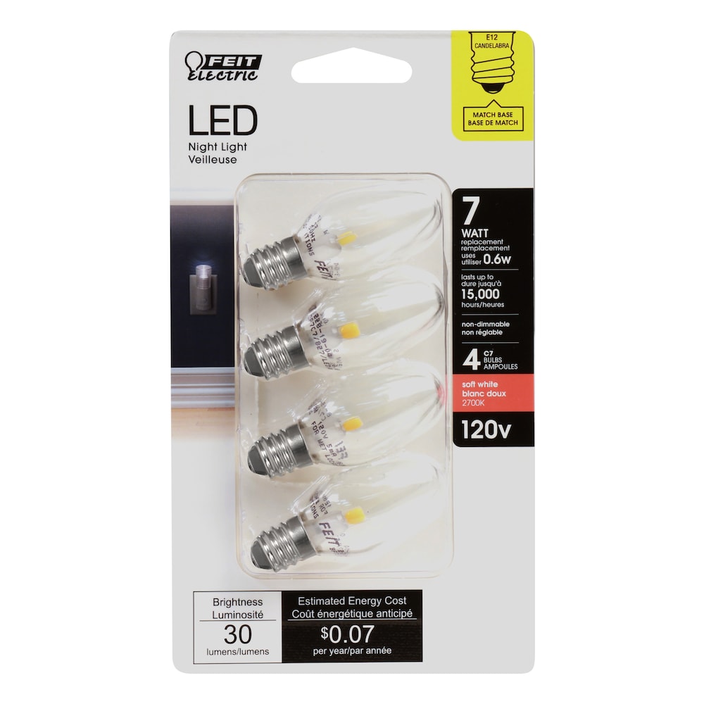 7-Watt Equivalent C7 E12 Base Special Use LED Light Bulb 2700K Soft White (24-Pack)