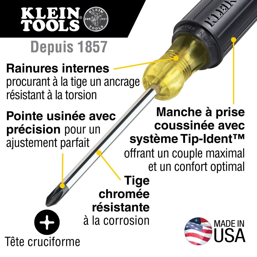 Jeu de tournevis assortis avec poignées à poignée coussinée (8 pièces)