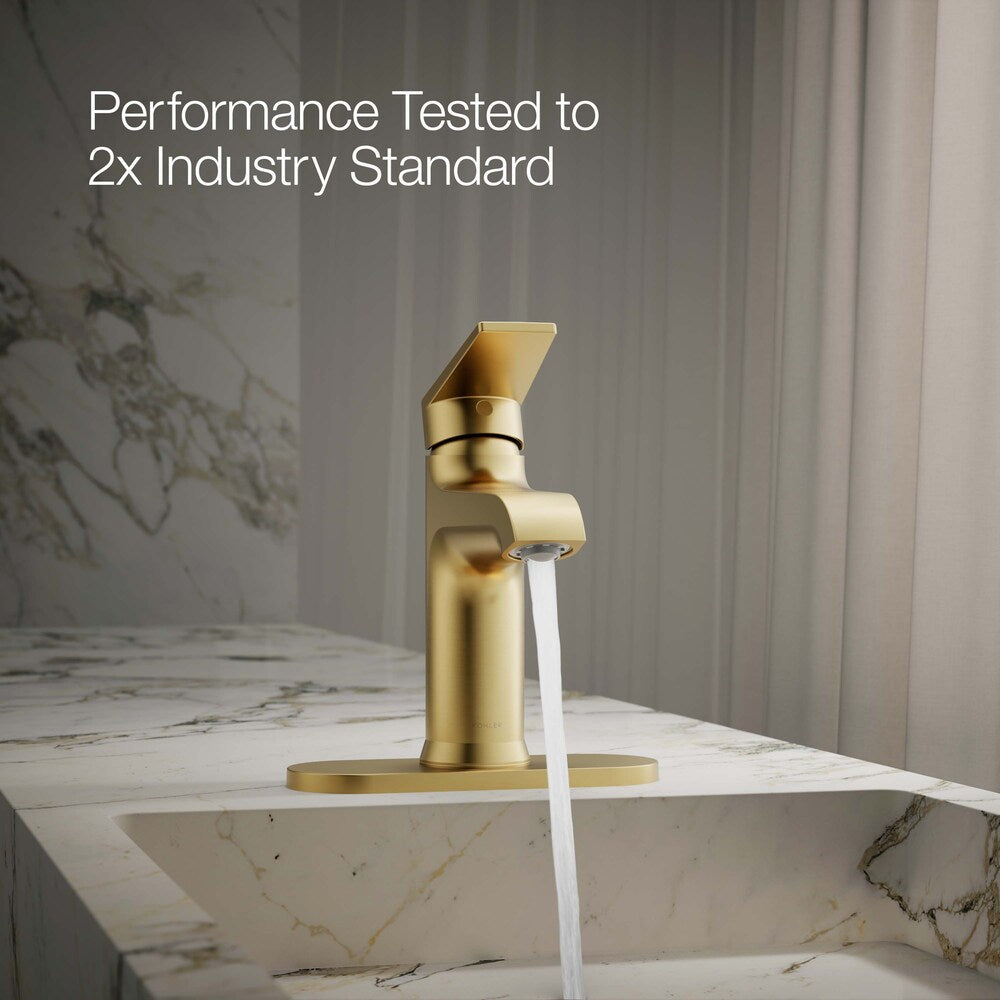 Robinet de salle de bain à poignée unique Hint avec plaque de pont en écusson doré