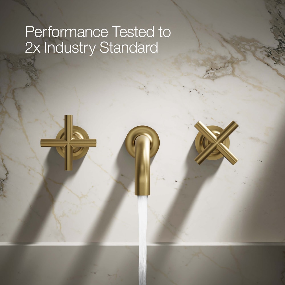 Purist 2-Handle 9 in. Wall-Mount Bathroom Sink Faucet with Cross Handles in Brass (Requires Valve)