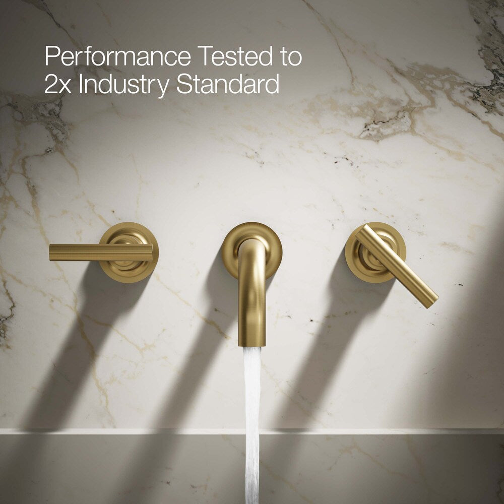 Lavabo de salle de bain mural Purist à 2 poignées de 9 po avec poignées à levier de robinet, en laiton (robinet non inclus)