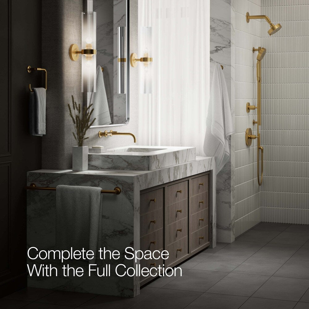 Lavabo de salle de bain mural Purist à 2 poignées de 9 po avec poignées à levier de robinet, en laiton (robinet non inclus)