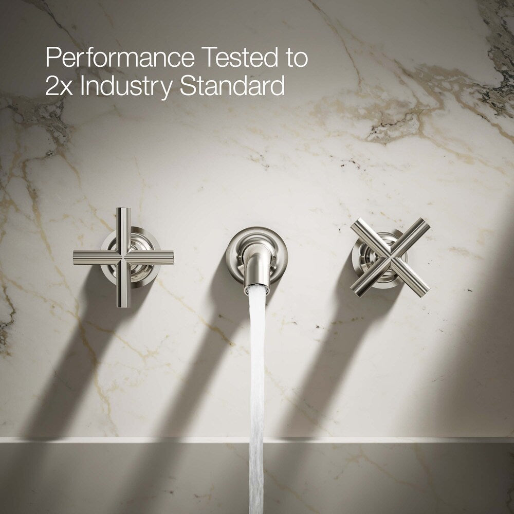 Purist 2-Handle Wall-Mount Bathroom Sink Faucet, with Cross Handles in Polished Nickel (Requires Valve)