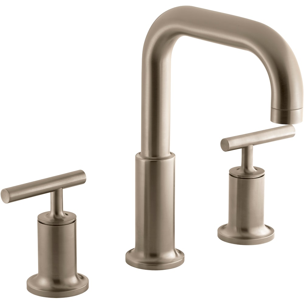 Purist 2-Handle Deck-Mount 2-Handle 9 in. Wall-Mount Bathroom Sink with Faucet with Lever Handles in Bronze (Valve Not Included)