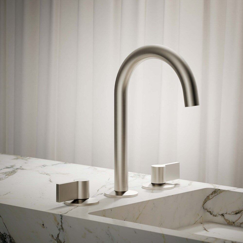 Composants Bec de lavabo de salle de bain avec design tubulaire, nickel