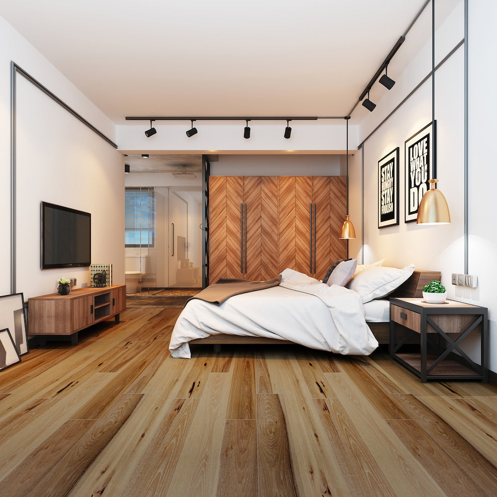 Sample-XXL Hickory Glazed 3/8-inch T x 7.5-inch W x 6-inch L Engineered Hardwood Flooring