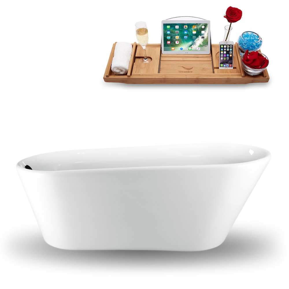 61 inch Streamline N1520BL Freestanding Bathtub and Tray with Internal Drain