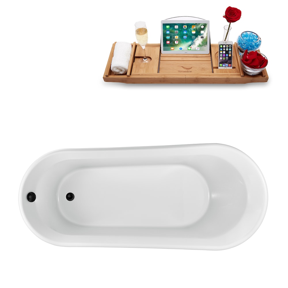 61 inch Streamline N1520BL Freestanding Bathtub and Tray with Internal Drain