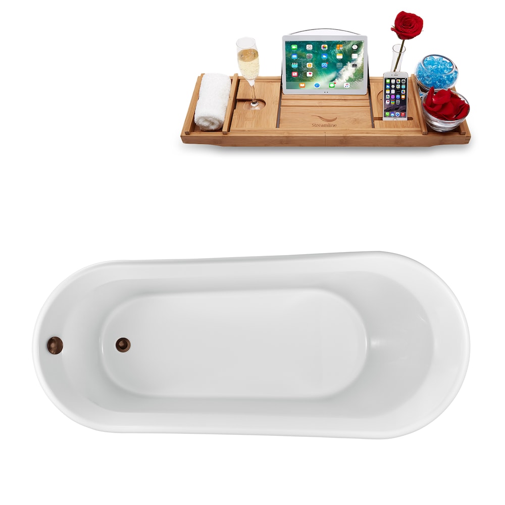 61 inch Streamline N1520ORB Freestanding Bathtub and Tray with Internal Drain