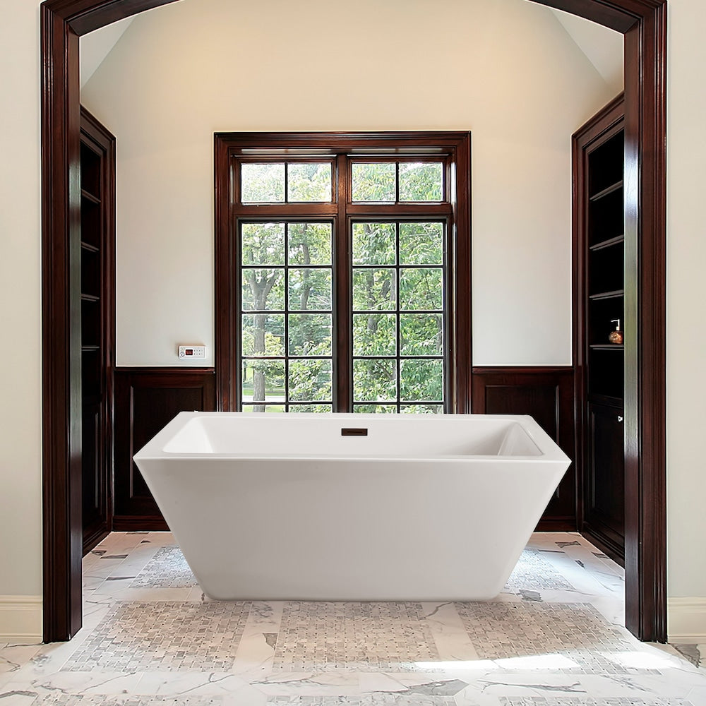 60 inch Streamline N320ORB Soaking Freestanding Bathtub and Tray with Internal Drain