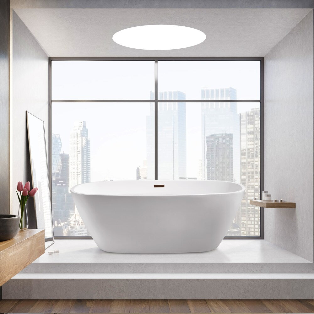 59 inch Streamline N700ORB Soaking Freestanding Bathtub and Tray with Internal Drain