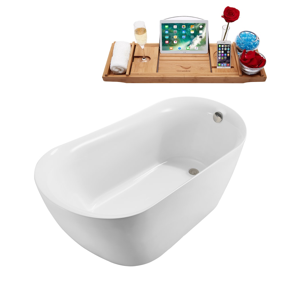 67 inch Streamline N281BNK Soaking Freestanding Bathtub and Tray with Internal Drain