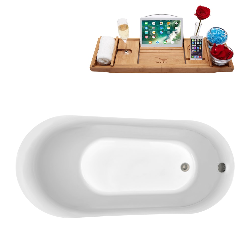 67 inch Streamline N281BNK Soaking Freestanding Bathtub and Tray with Internal Drain