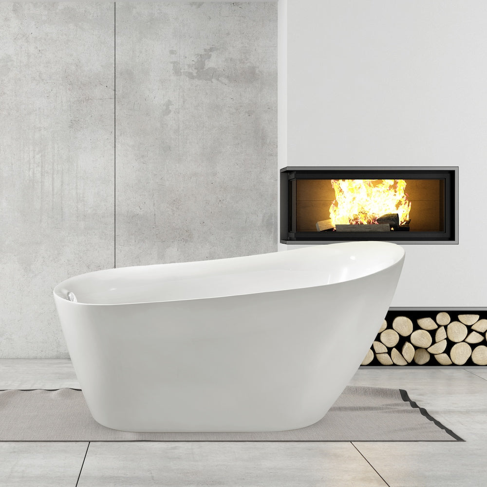 67 inch Streamline N281WH Soaking Freestanding Bathtub and Tray with Internal Drain