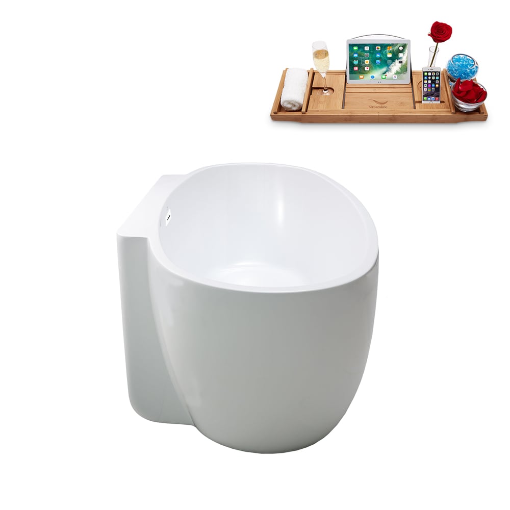 Baignoire autoportante Streamline N300WH de 59 pouces et plateau avec drain interne