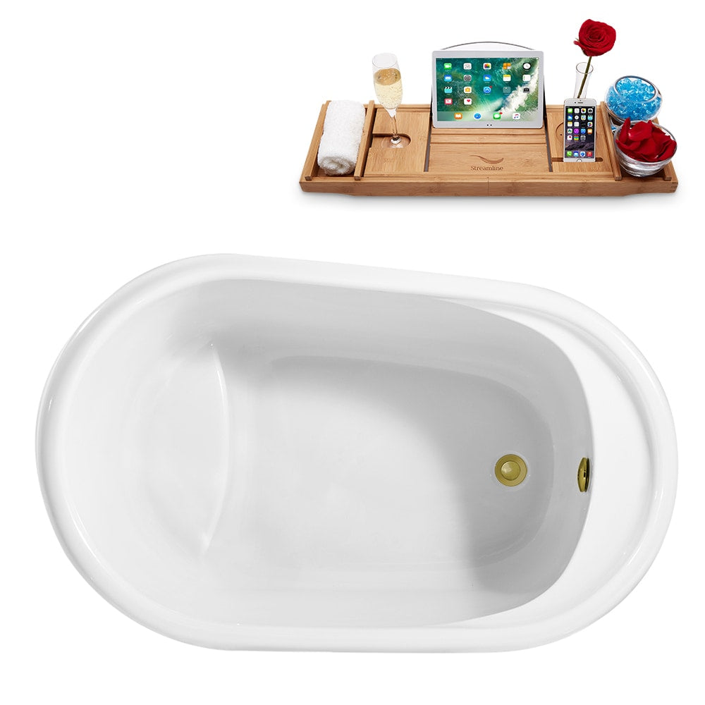 Baignoire autoportante Streamline N2040GLD de 51 pouces et plateau avec drain interne