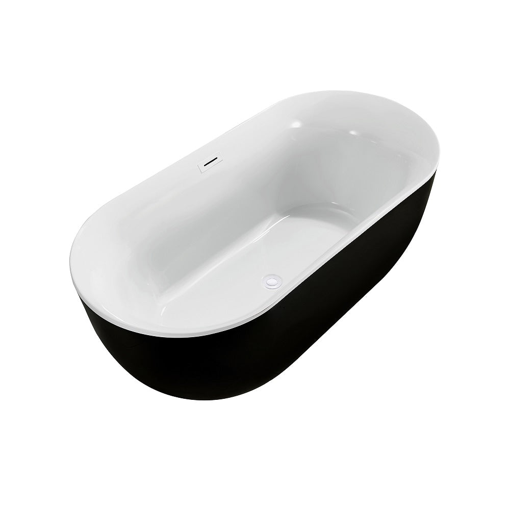59 inch Streamline NPT9801WH Soaking Freestanding Bathtub with Internal Drain