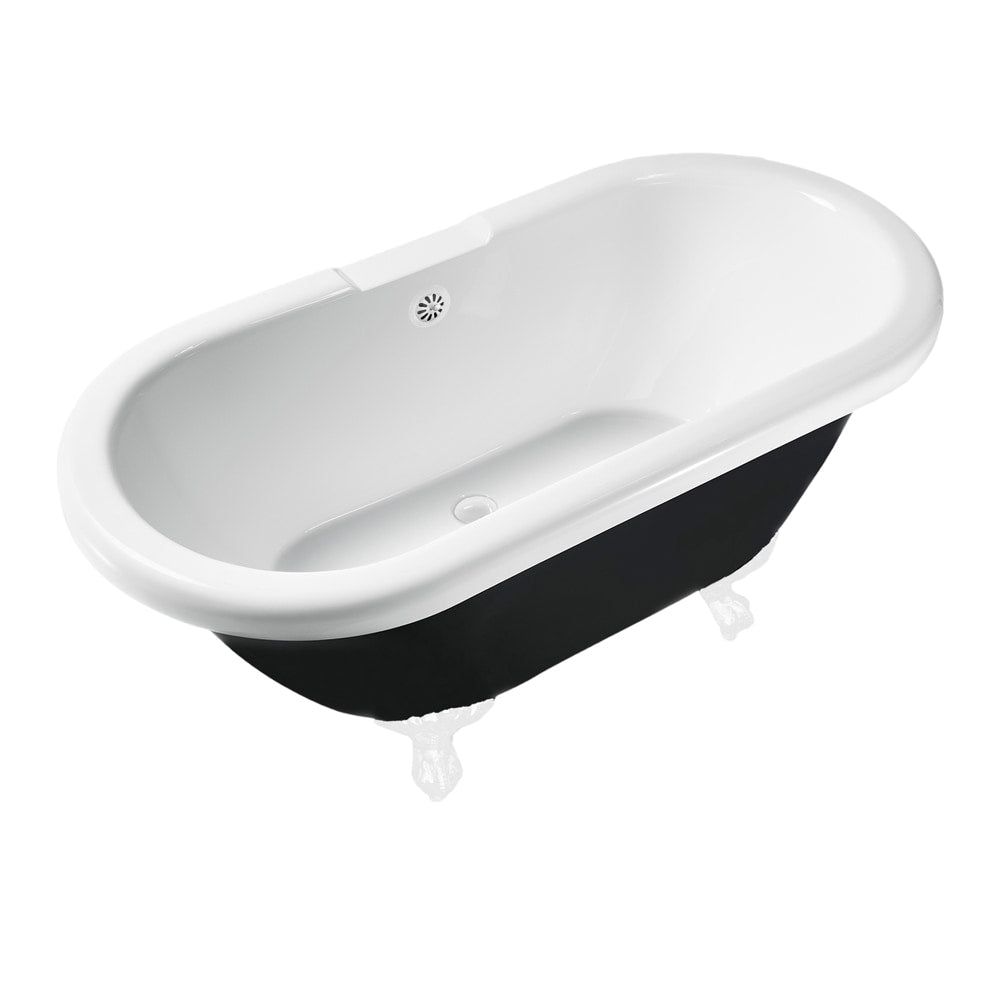 59 inch Streamline NPT91120WH-WH Clawfoot Bathtub with External Drain