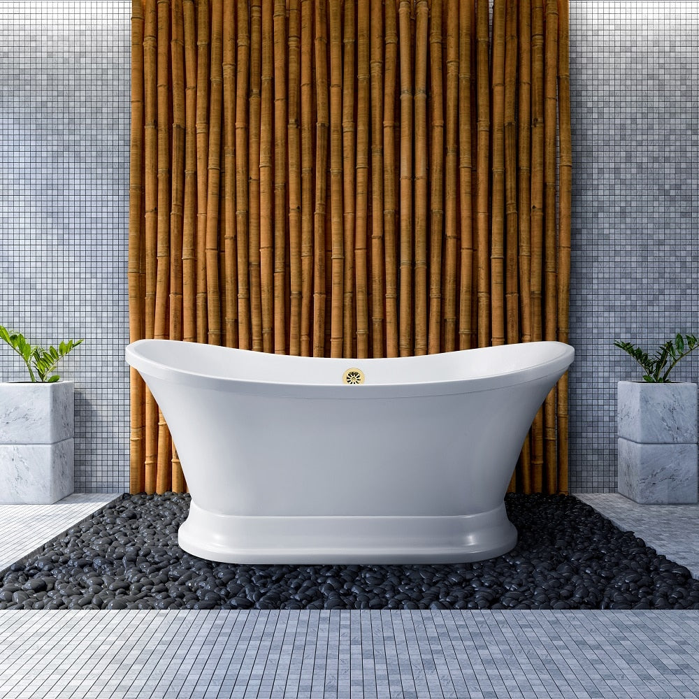 68 inch Streamline NPT9201GLD Soaking Freestanding Bathtub with External Drain