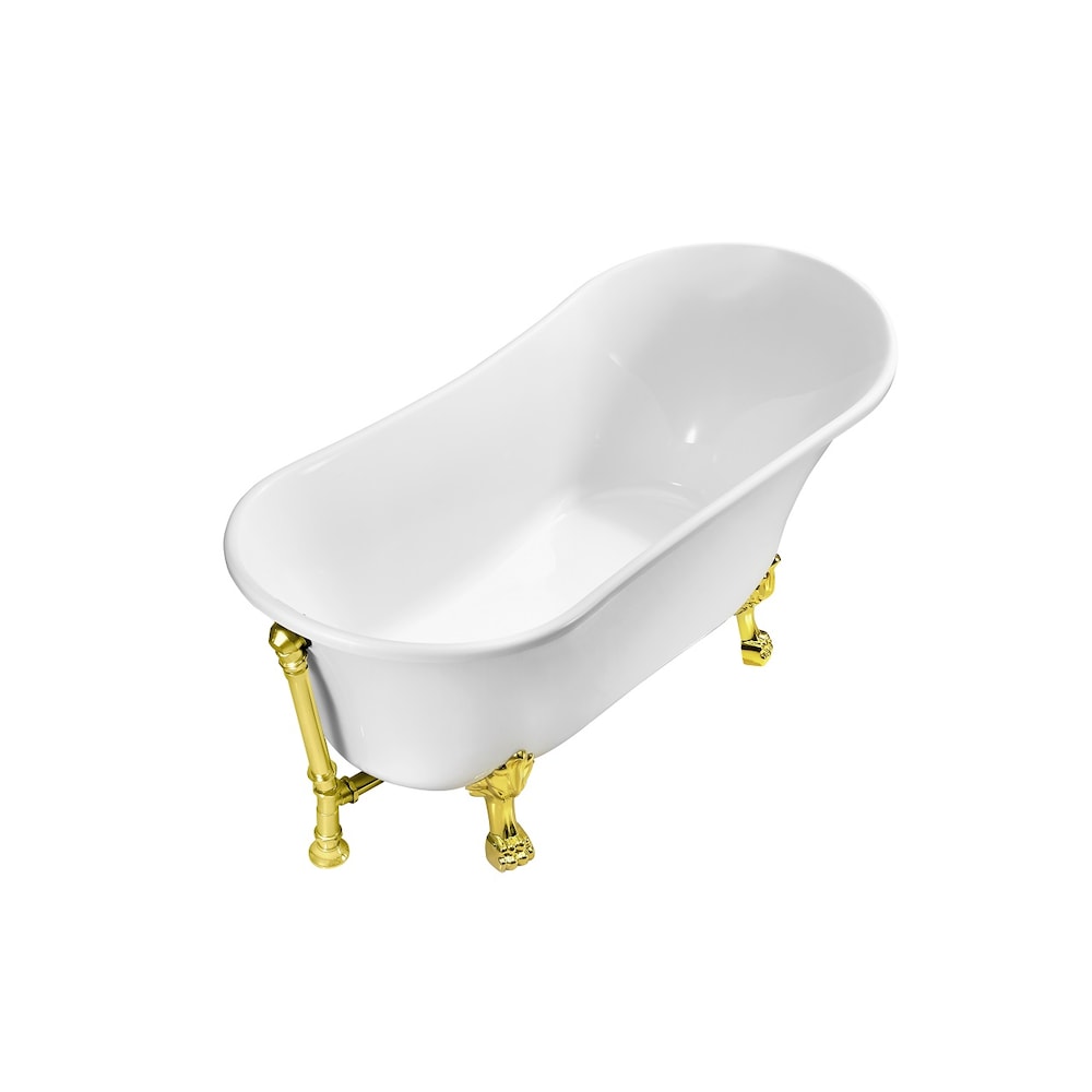 63 inch Streamline NPT9342GLD-GLD Soaking Clawfoot Bathtub with External Drain