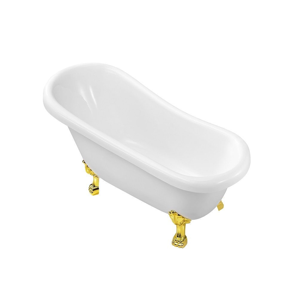 61 inch Streamline NPT9480GLD-GLD Soaking Clawfoot Bathtub with Internal Drain