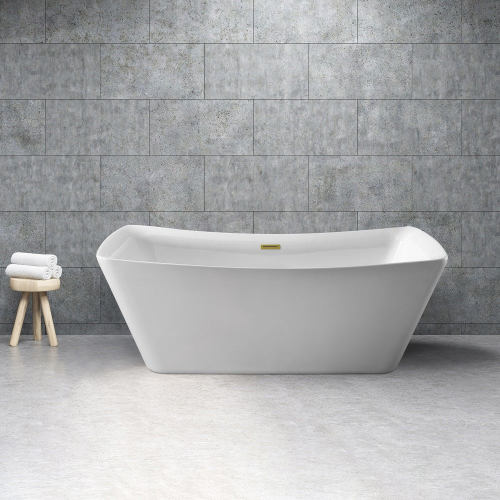 70 inch Streamline NPT9542GLD Soaking Freestanding Bathtub with Internal Drain