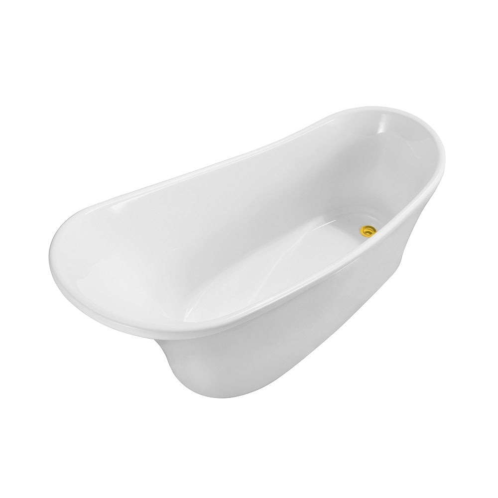 59 inch Streamline NPT9820GLD Soaking Freestanding Bathtub with Internal Drain