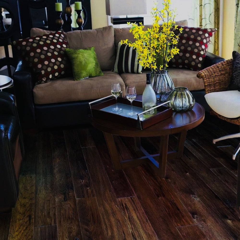 Plancher, bois franc d'ingénierie, 1/2 po x 5 po x longueurs variables, Hickory Houston (26,48 pi2/boîte)