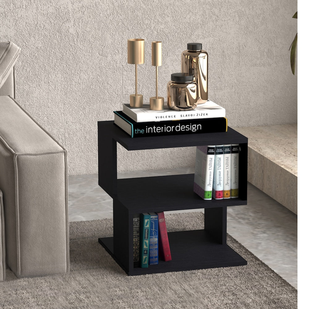 Square 2 Tier Coffee Side Table Storage Shelf Rack Living Room Black