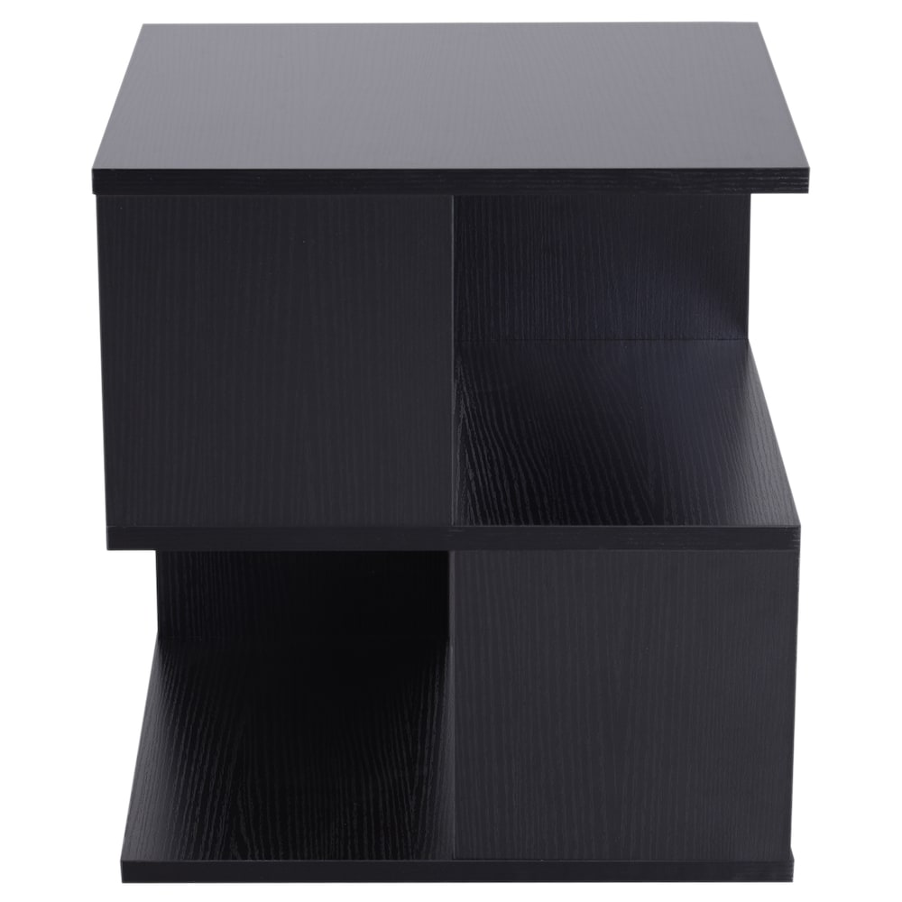 Square 2 Tier Coffee Side Table Storage Shelf Rack Living Room Black