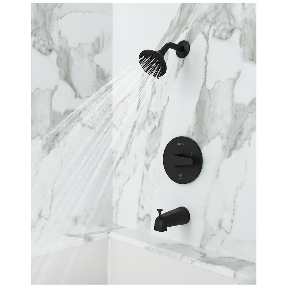 Ferris Matte Black Tub and Shower Kit/Tub and Shower Faucet with 3-Function Shower Head and Bathtub Faucet