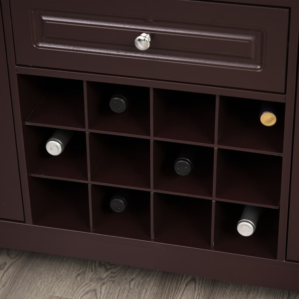 Kitchen Buffet Dining Server Storage Cabinet With Drawer Wine Rack Espresso