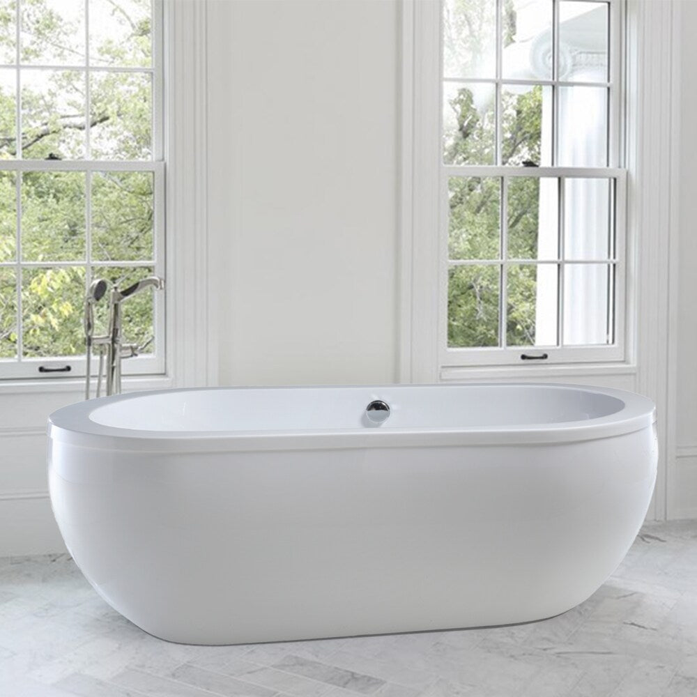 Rennes 71 inch Acrylic Flatbottom Center Bathtub in White