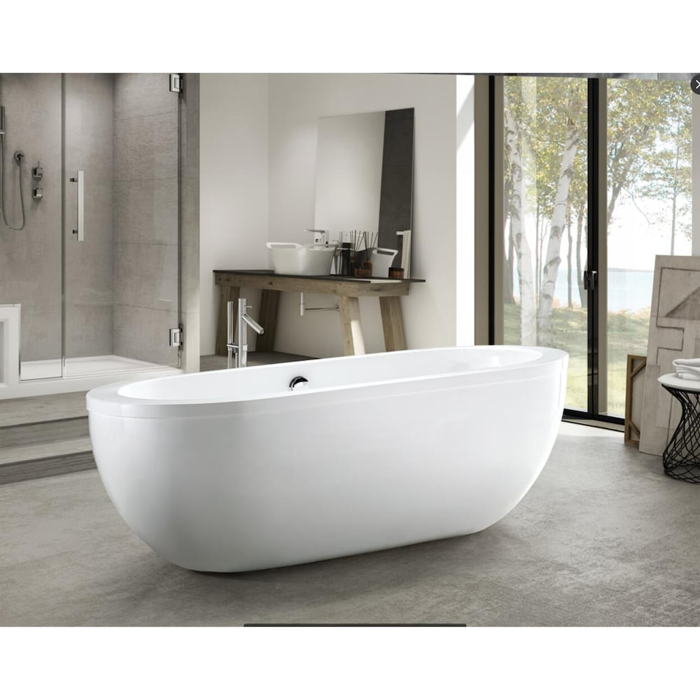Rennes 71 inch Acrylic Flatbottom Center Bathtub in White