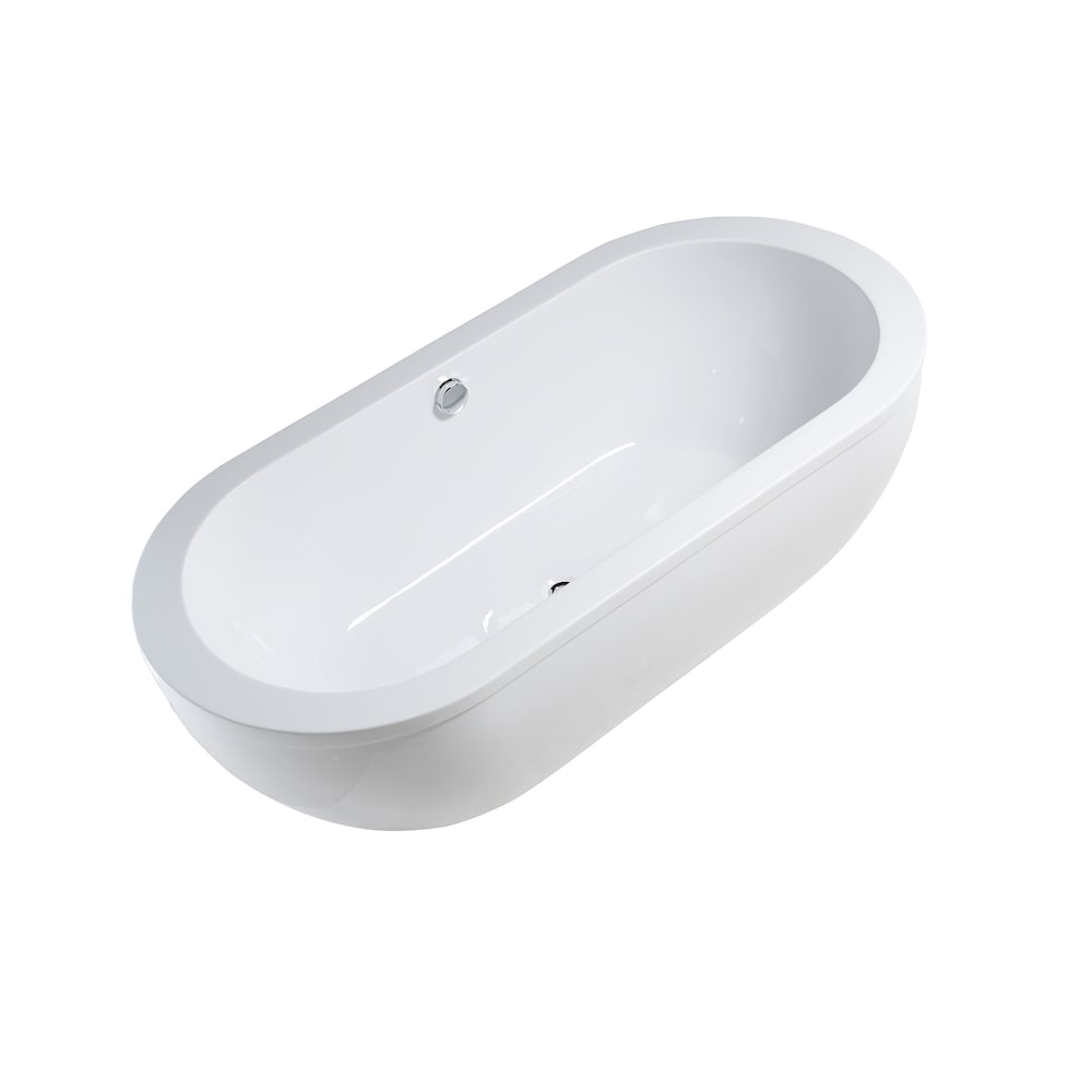 Rennes 71 inch Acrylic Flatbottom Center Bathtub in White