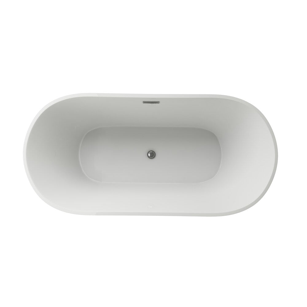 Aldine-67 5.5 ft Acrylic Free-Standing Center Drain Oval Bathtub in White