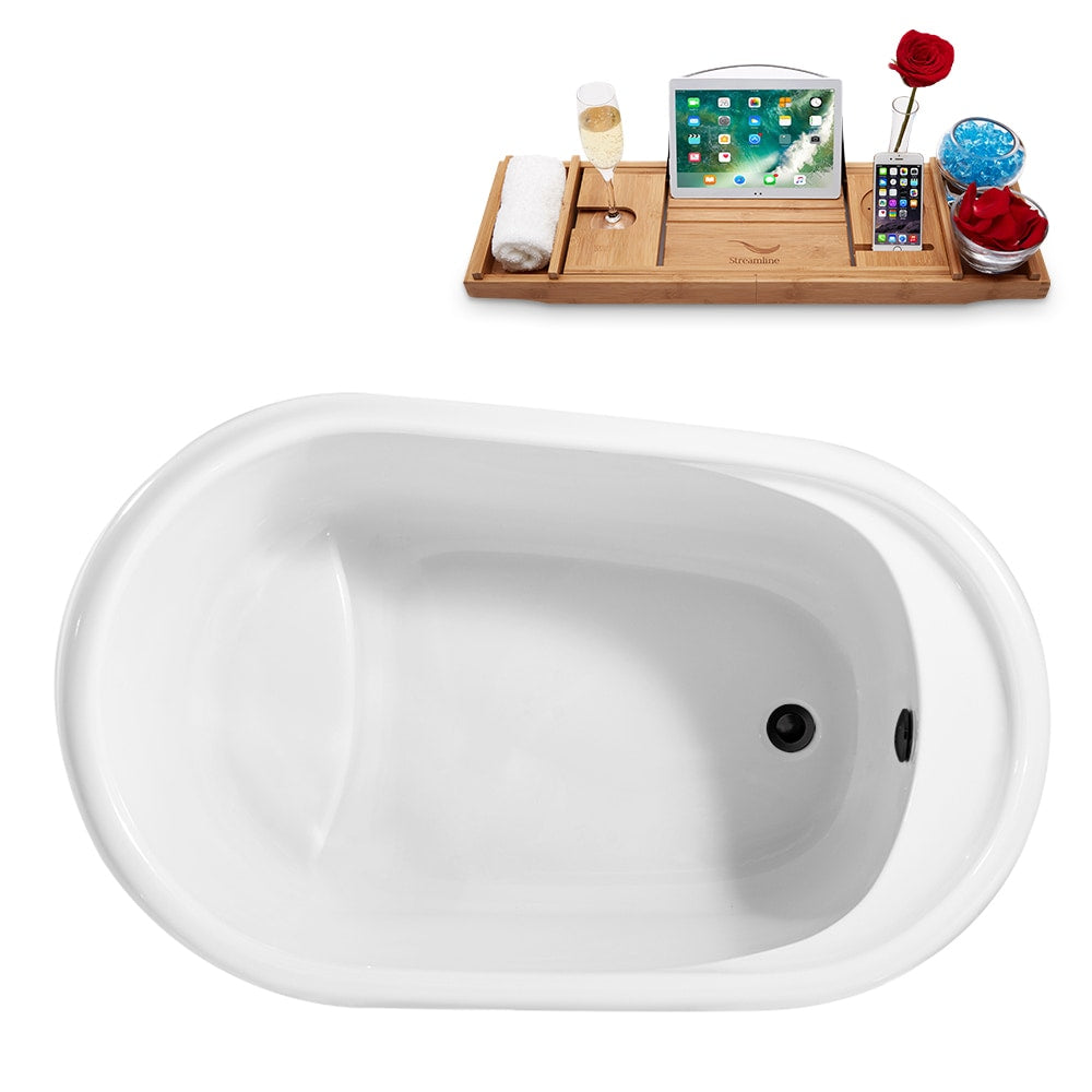 Baignoire autoportante Streamline N2040BL de 51 pouces et plateau avec drain interne