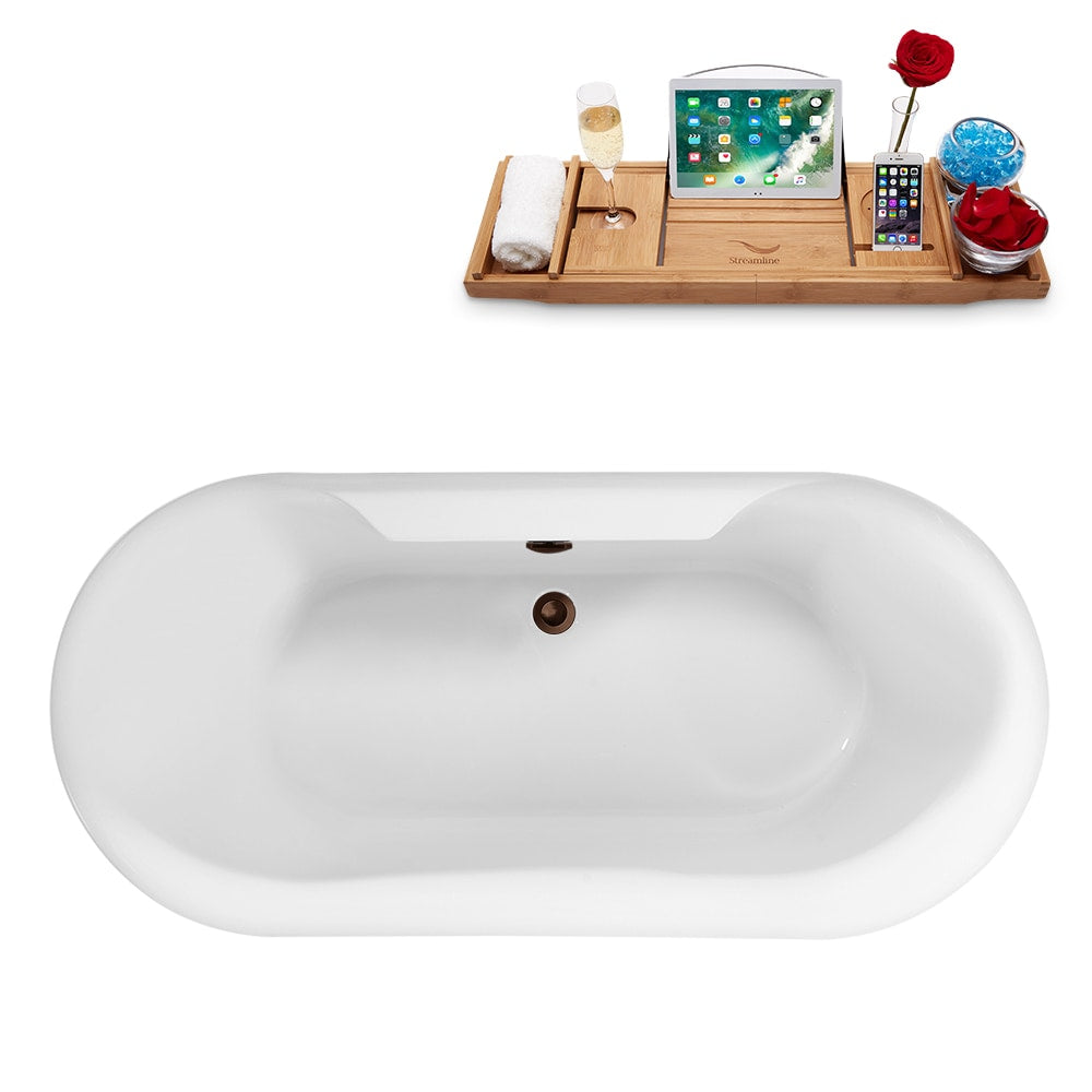 59 inch Streamline N2120ORB Freestanding Bathtub and Tray with Internal Drain
