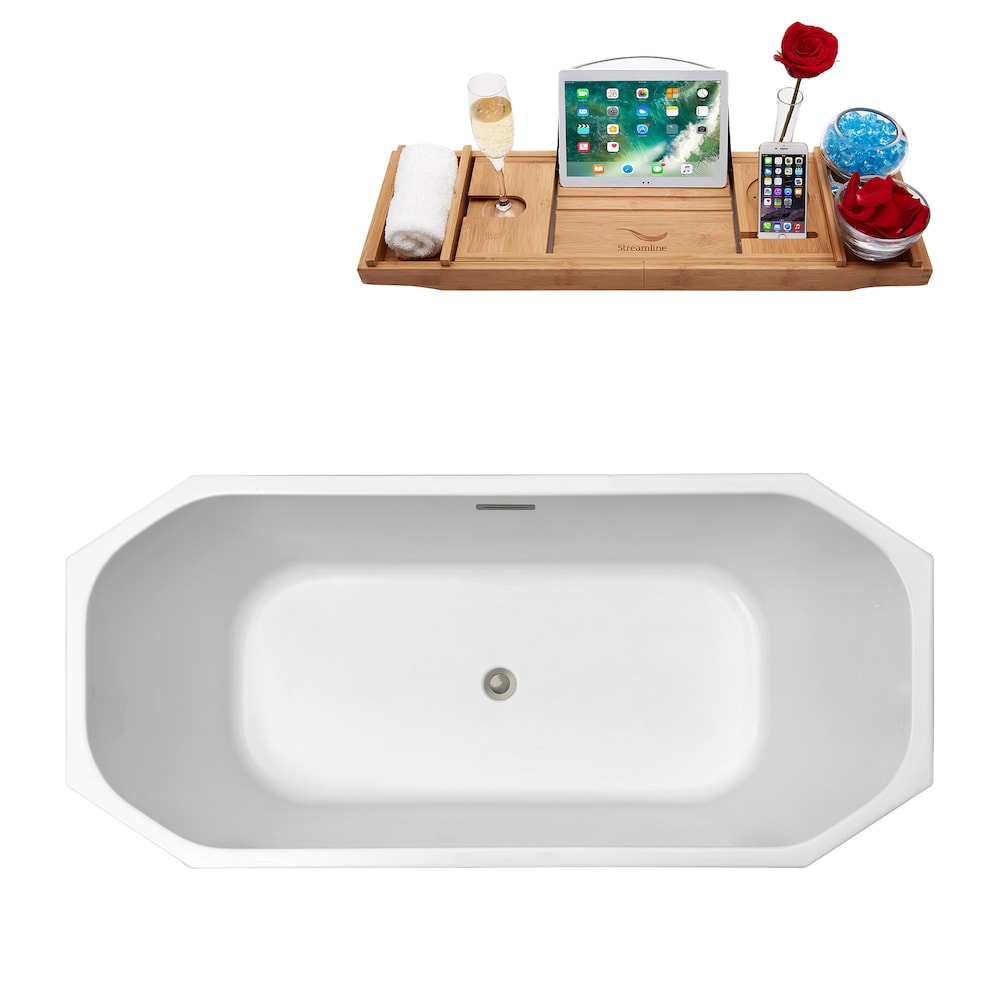 59 inch Streamline N621BNK Freestanding Bathtub and Tray with Internal Drain