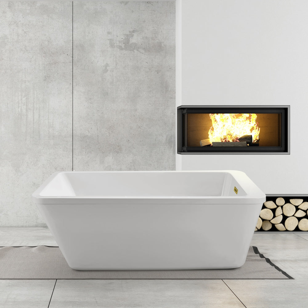 60 inch Streamline N240GLD Soaking Freestanding Bathtub and Tray with Internal Drain